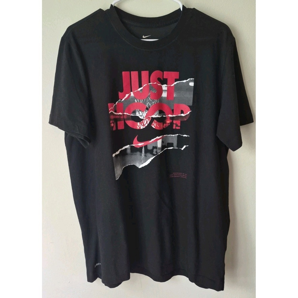 The Nike Dri-Fit Men's Crew Neck Black T-shirt "Just Hoop It" Graphic Size XXL